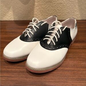Eastland White and Black Saddle Oxford Flats